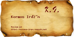 Kormos Irén névjegykártya
